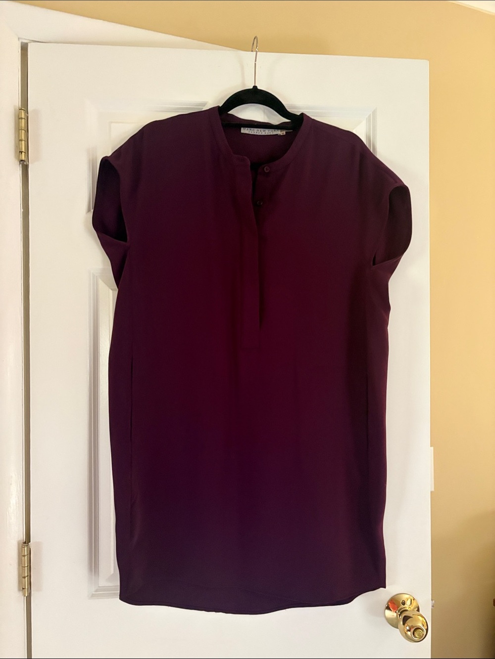 Marc New York Plum Short-Sleeve Henley Tunic dress for work size 10